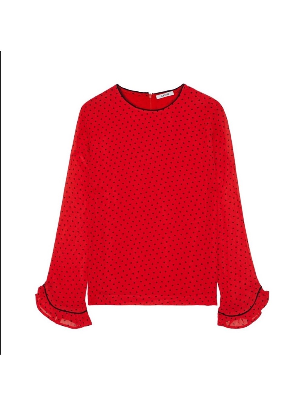 Ganni Polka Dot Blouse Red
